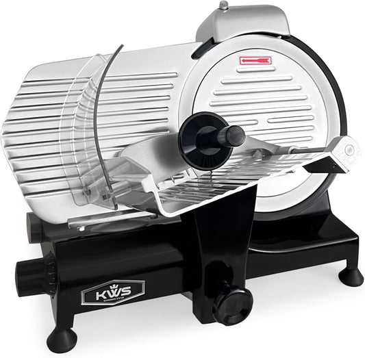 KWS MS-10XS Premium 320W Electric Meat Slicer 10-Inch in Black with 304 Stainless Steel Blade, Frozen Meat/Deli/Cheese/Food Slicer Low Noises Commercial and Home Use [ ETL, NSF Certified ]