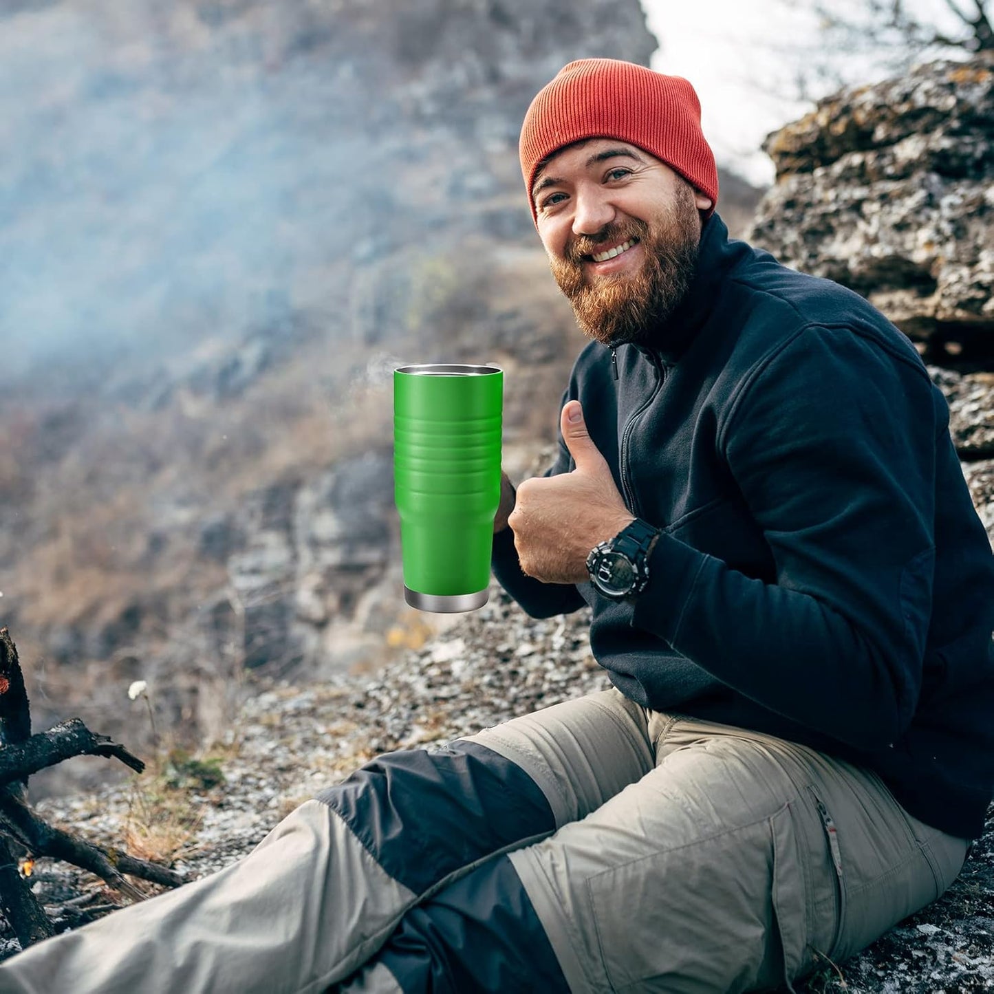 HAUSHOF 24 oz travel mug with Handle, Stainless Steel Vacuum Insulated Coffee mug, Double Wall with Leakproof Lid, BPA Free