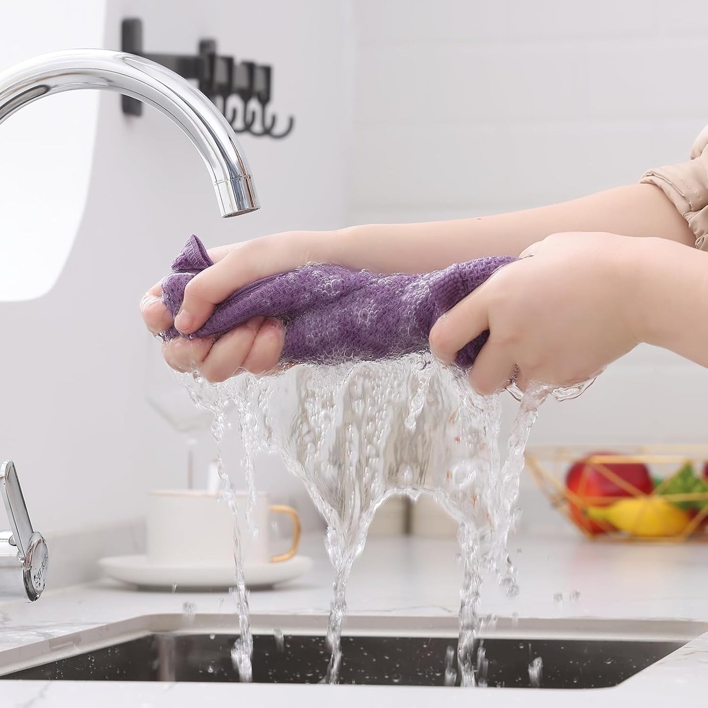 Kitinjoy 100% Cotton Waffle Weave Kitchen Towels, 8-Pack Super Soft and Absorbent Dish Towels for Drying Dishes, Kitchen Hand Towels, 13 in x 28 in, Lavender