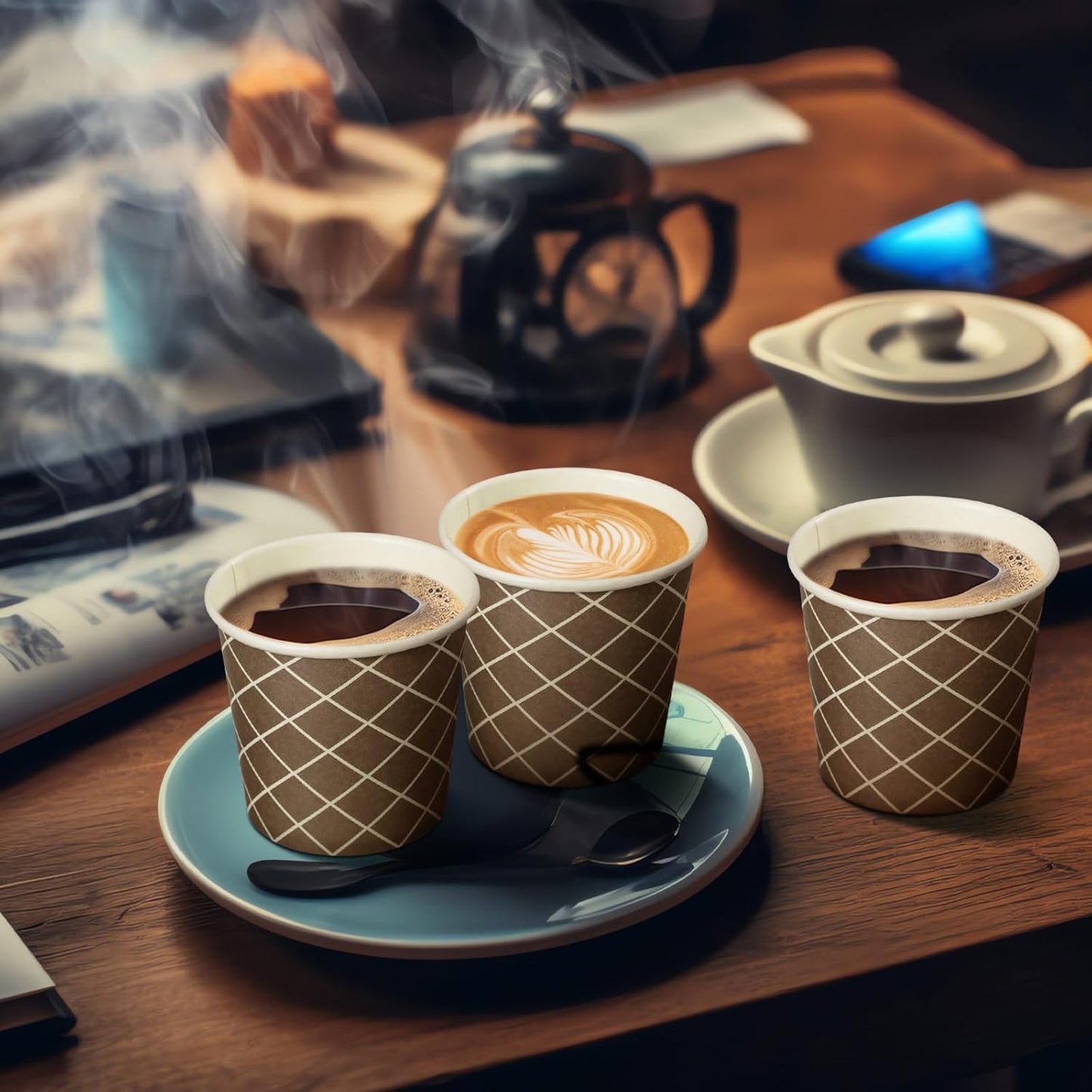 Rtteri 200 Pcs Count 3 oz Disposable Coffee Cups Disposable Espresso Cups Small Paper Cups 3 oz Cups for Coffee Tea Cocoa Juice Mini Paper Cups for Cafes Offices and Home