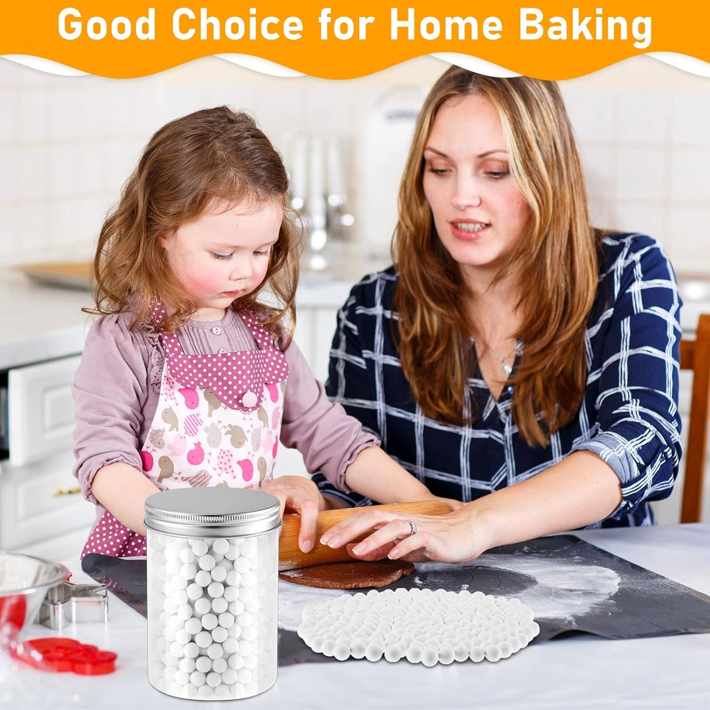 Tessco Pie Weights for Blind Baking, 3.2 lb Ceramic Pie Weights Beads to The Rim Crust Reusable Ceramic Stoneware with Plastic Container(White)