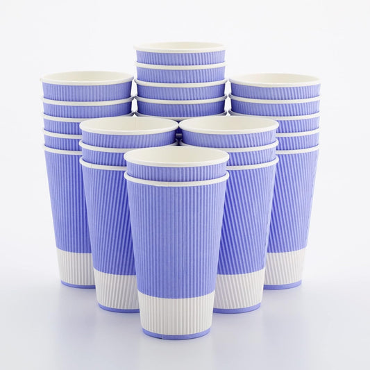 Restaurantware 16 Ounce Double Wall Disposable Coffee Cups, 500 Insulated Light Purple Paper Tumblers with Ripple Wall Design, Lids Sold Separately for Hot Drinks like Tea, Hot Chocolate and More