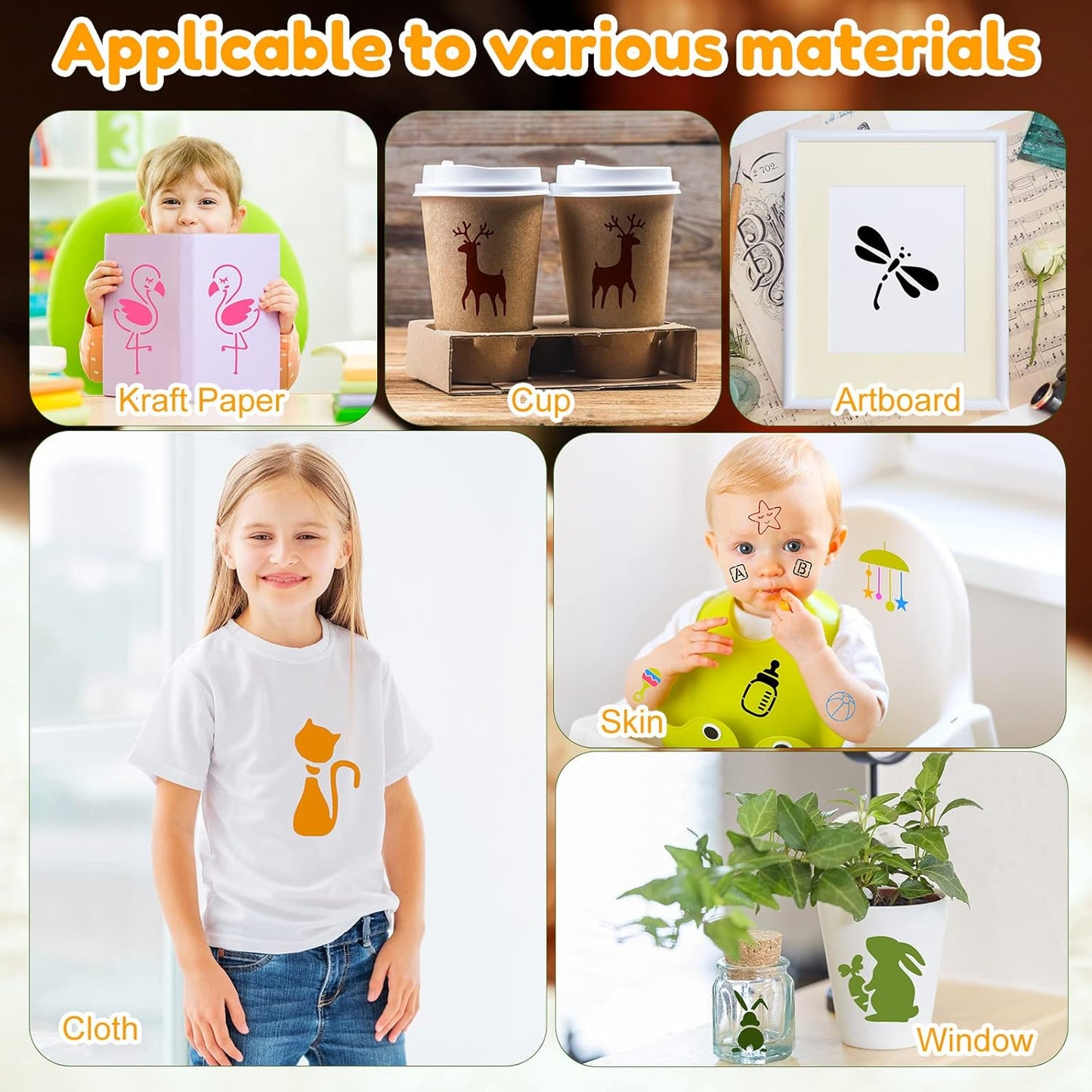 100 Pcs Stencils for Painting on Wood Reusable Stencil Crafts Drawing Templates Holiday Wall Paper for DIY Scrapbook Home 2 x 2 Inch(Cute Baby Animal Style)