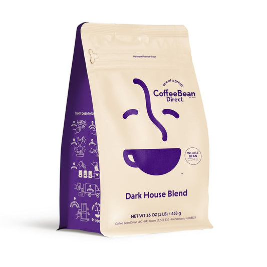 Coffee Bean Direct Dark House Blend, Whole Bean Coffee, Dark Roast, 1 Pound Bag (Pack of 1)
