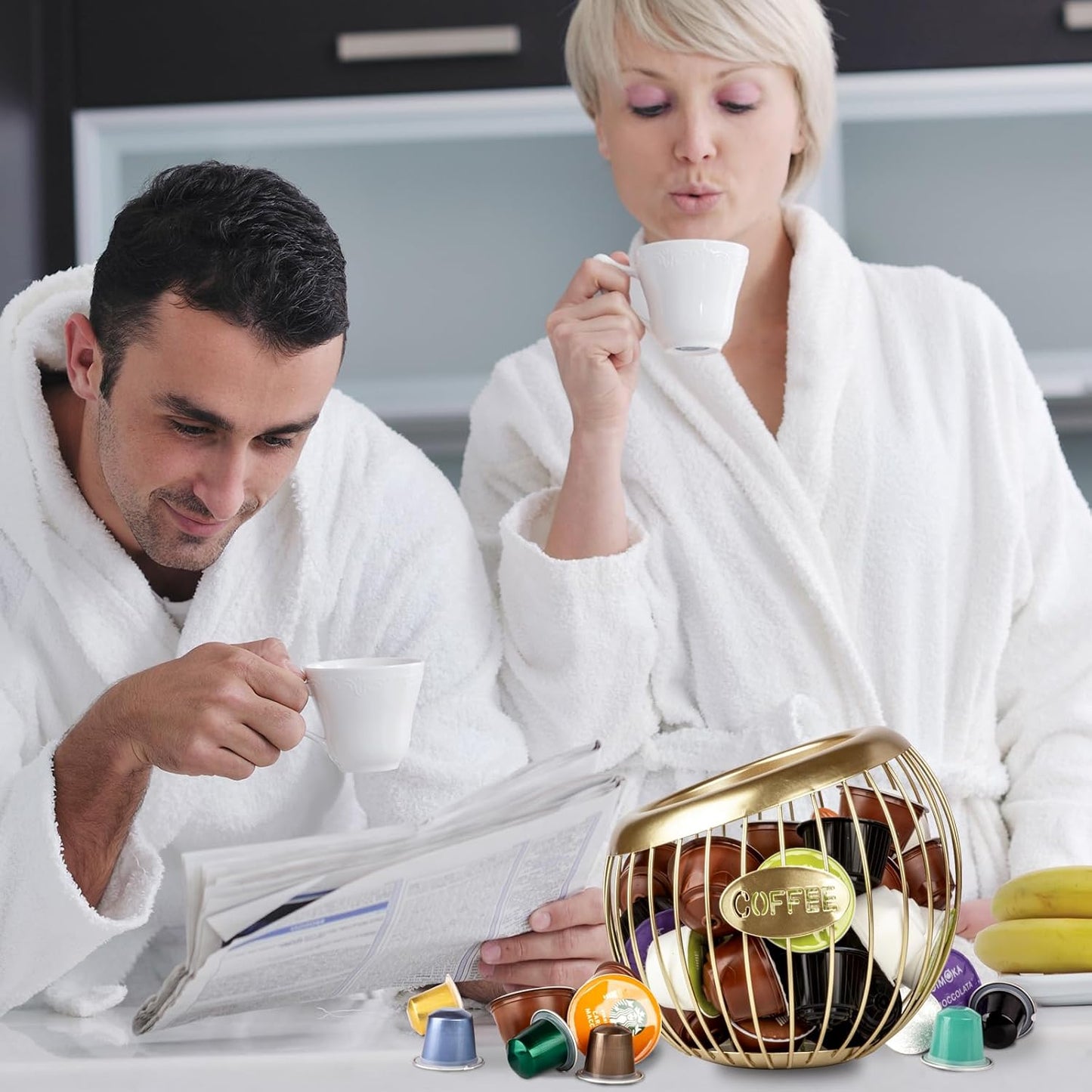 Stainless Steel Cup Coffee Basket pods holder Sturdy for Home or Office Kitchen Counter Organizer Espresso Capsule (GLOD)