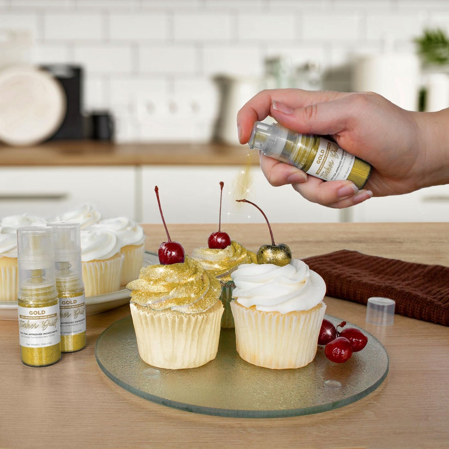 Bakell - Gold Tinker Dust (4g, 1x Mini Spray Pump) Edible Glitter for Food, Desserts, and Beverages!