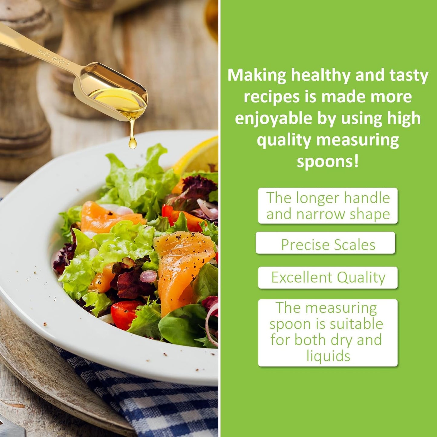 2 Pcs 1/2 Teaspoon(2.5 mL | 1/2 Tsp | 1/6 Tbsp | 2.5 cc | 1/16 oz) Stainless Steel Single Measuring Spoon, Long Handle Metal Measuring Spoon, Kitchen Gadgets for Cooking & Baking(Gold)