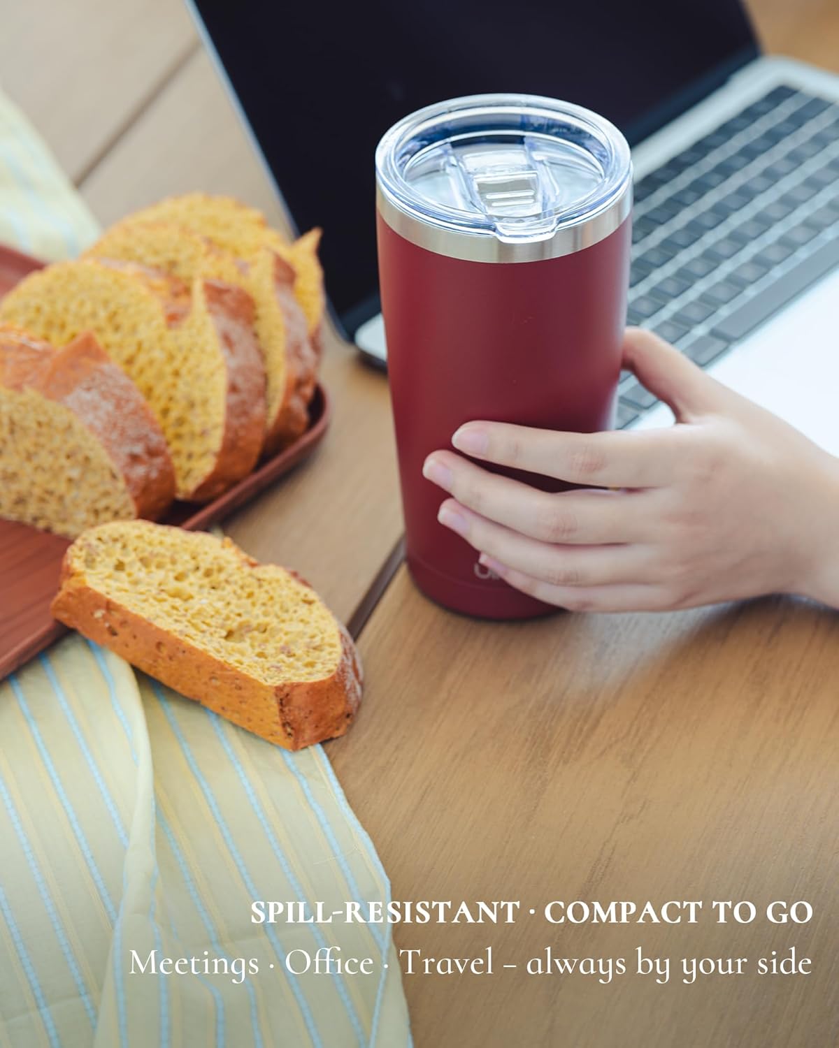 Travel Coffee Tumbler 20oz, Leakproof Travel Coffee Mug with Lid and Straw, Stainless Steel Double Wall Vacuum Insulated Tumbler for Hot/Iced Drinks (Textured Matte, Red)