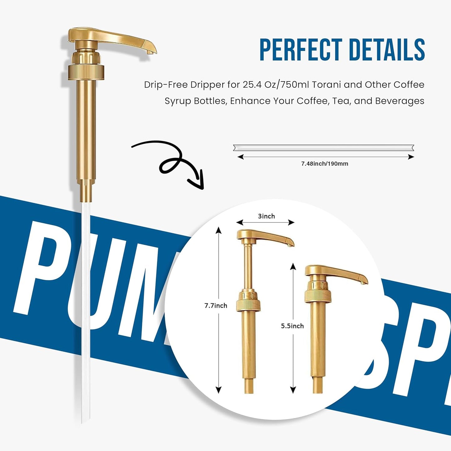 Jimoco® Syrup Pump Dispenser + Torani® Sugar Free Blue Raspberry Syrup, 25.4 oz - Coffee Syrup Pump & Flavoring Bundle