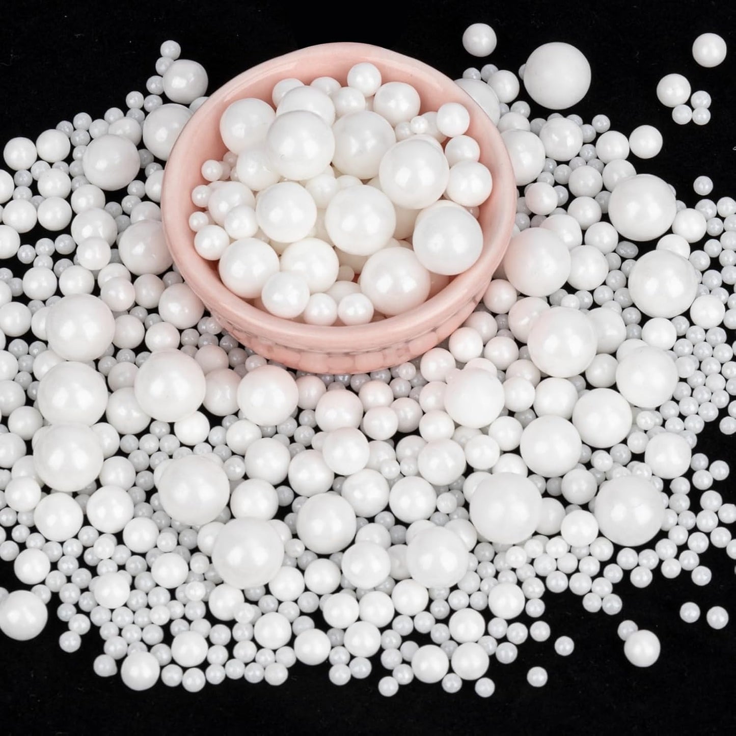 Twisweet White Pearl Sprinkles for Cake Decorating, Edible Sugar Pearls for Baking, Mix Size, Cake Topper Cupcake Cookie Ice Cream Dessert Decorations, Valentines Birthday Christmas Wedding Supplies (130g/4.58oz)