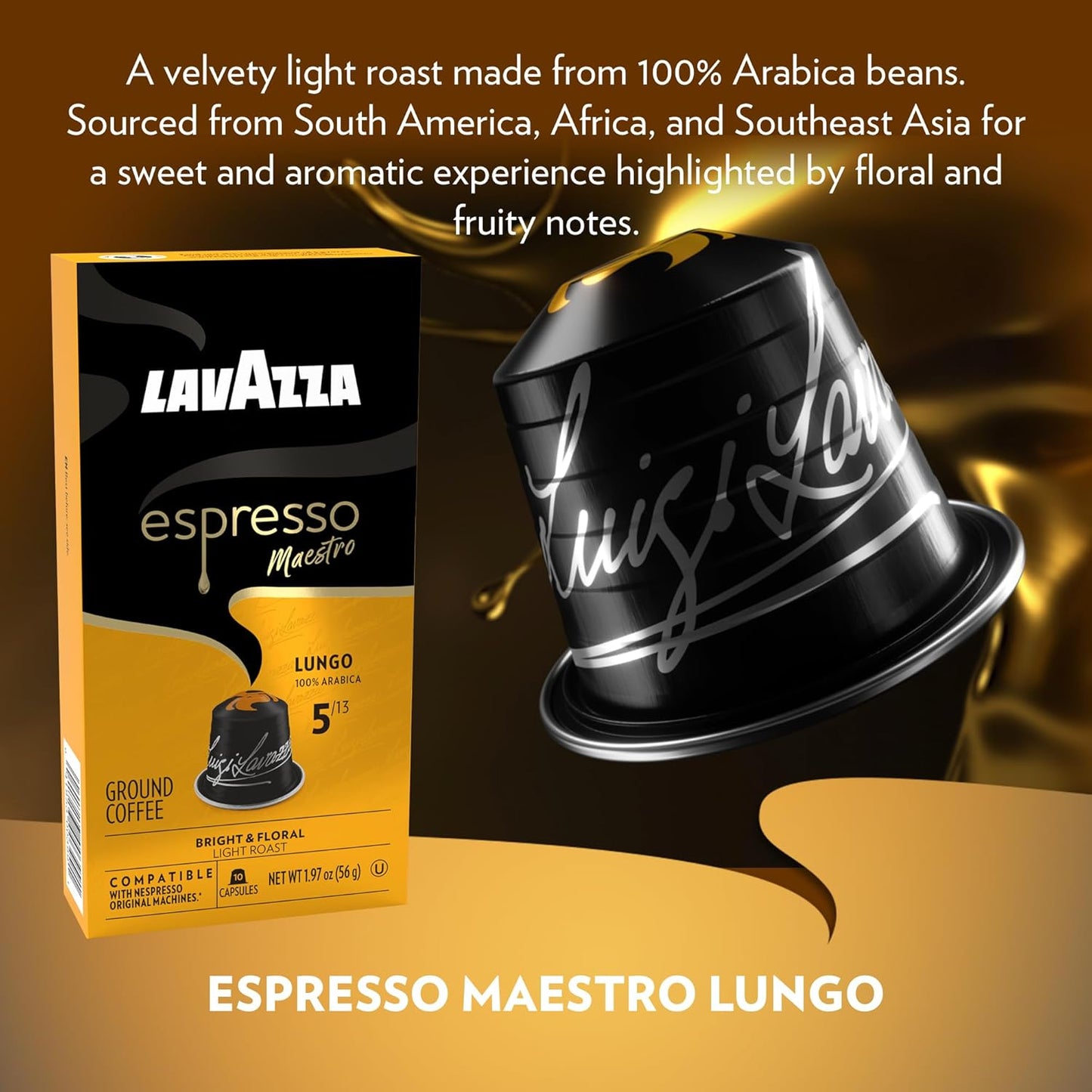 Lavazza Espresso Variety Pack of Aluminum Capsules Compatible with Nespresso* Original Machines, Contains Light, Medium, and Dark Espresso Roast (60 Capsules)