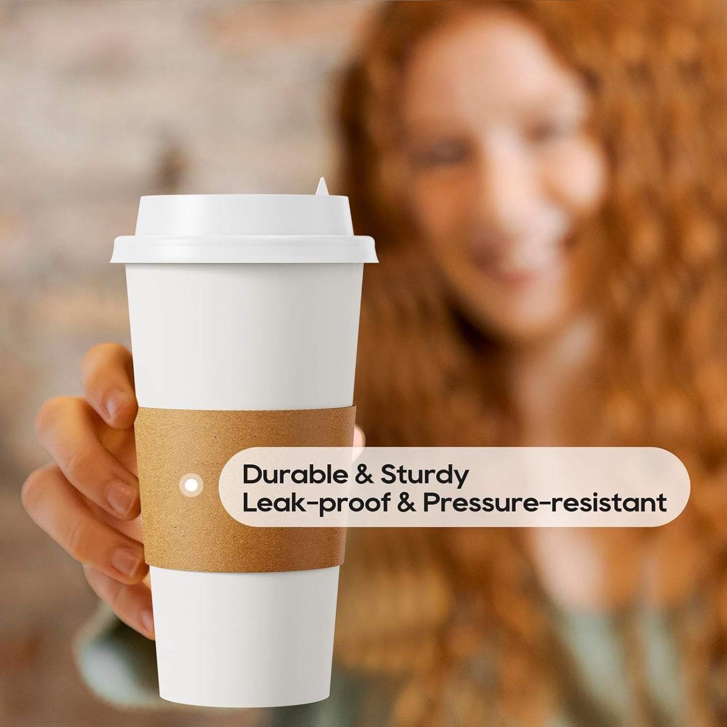 JOLLY PARTY [50 Pack] 20 oz Paper Coffee Cups, Disposable Paper Coffee Cup with Lids, Sleeves, and Stirrers, Hot/Cold Beverage Drinking Cup for Water, Juice or Tea, Suitable for Home, Shops and Cafes