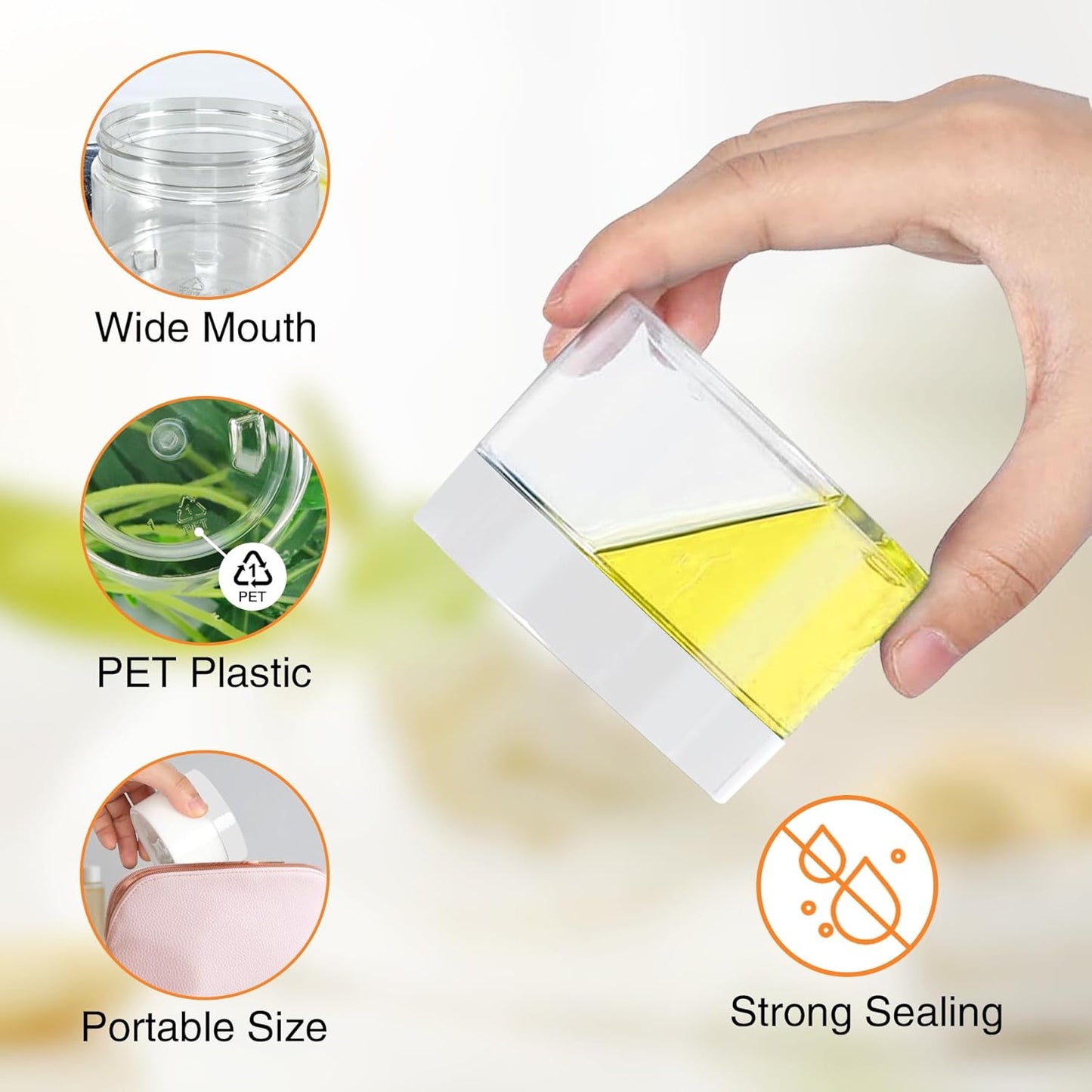 72 Pcs Plastic Jars, 4 OZ Plastic Jars with White Lids Round Clear Storage Containers Jar Leak Proof Slime Containers with Lids for Travel Refillable Slime Storage Jar for Beauty Product