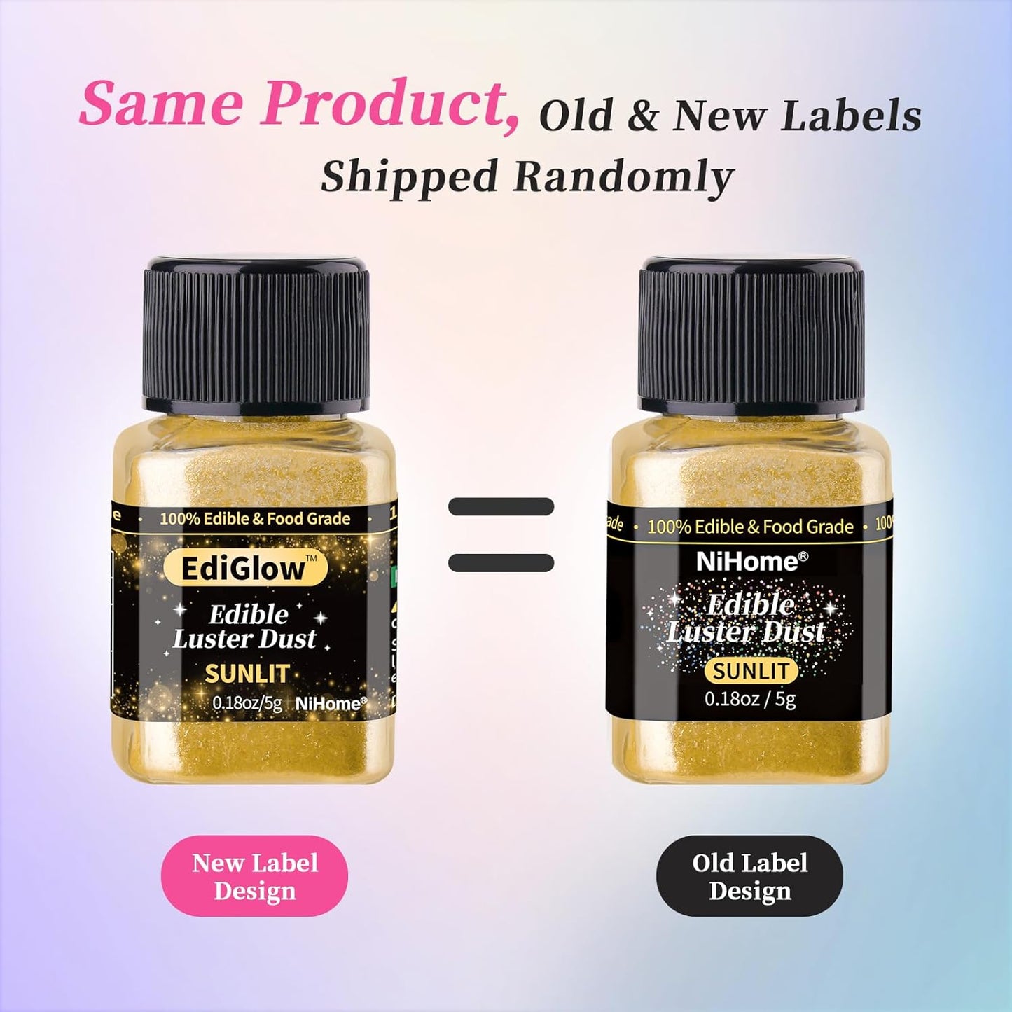 NiHome Edible Food-Grade Glimmer Powder Glitter Luster Dust Metallic Food Decorating Sprinkle Glimmery Dust for Drink Wine Beverage Cake Candy Dessert Bakery Restaurant Vegan (0.18oz/5g, Girl Pink)