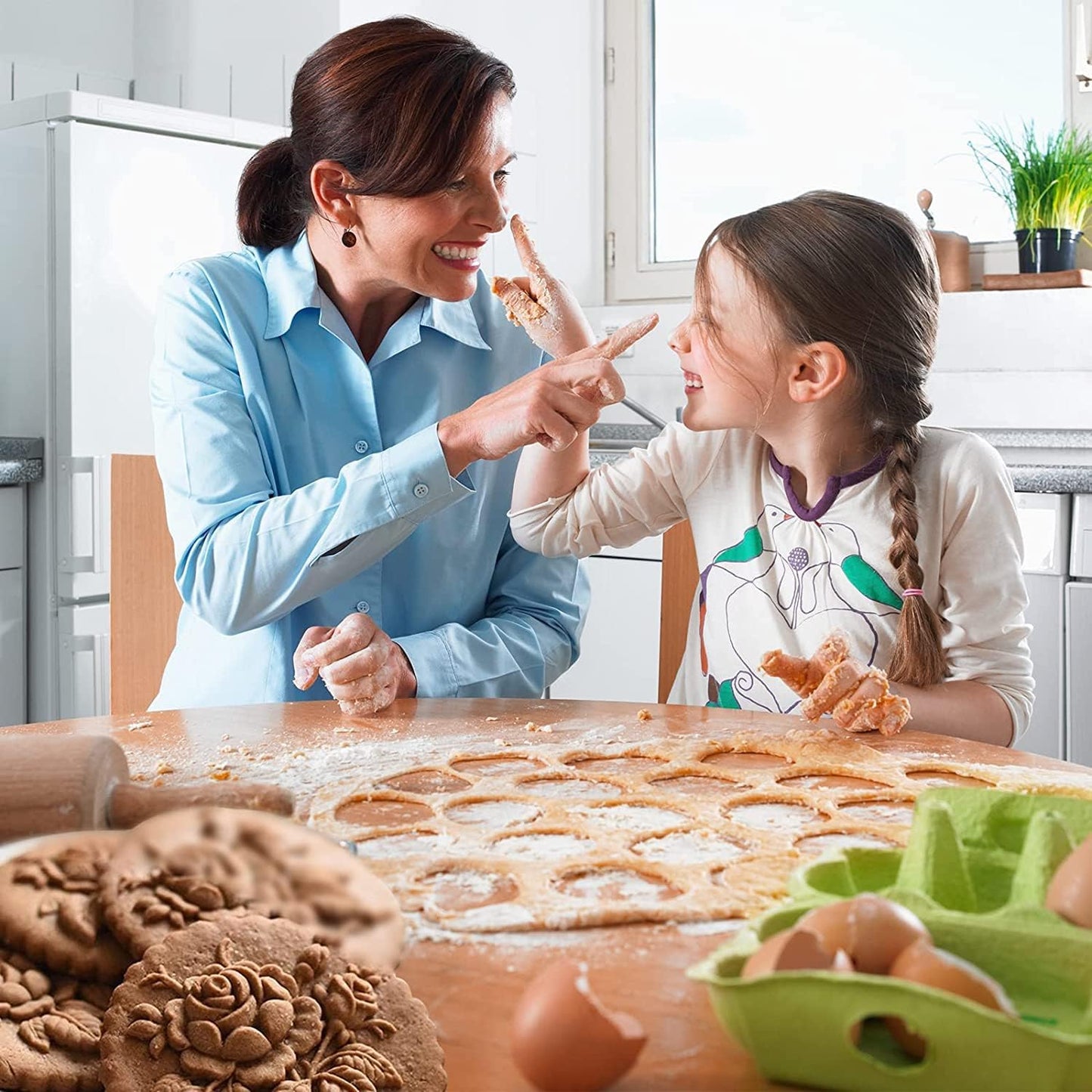 Wooden Cookie Molds - DIY Shapes Cookie Stamp, Gingerbread & Pine Cone (Rabbit) Mold
