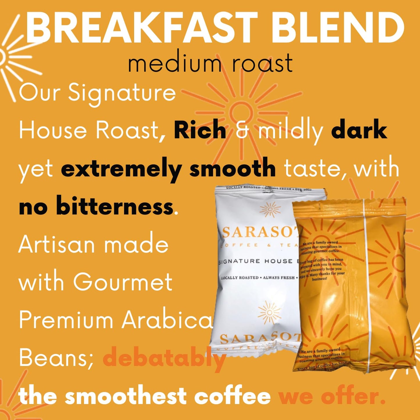 Sarasota Coffee Ground Packets | Gift Set Assorted Variety Sampler Packs | Medium, Colombian, & Dark Roast | Gourmet Low Acid Mold Free Individual Pouches for 12 Cup Coffee Maker | 2 Oz Bags, 36 Count