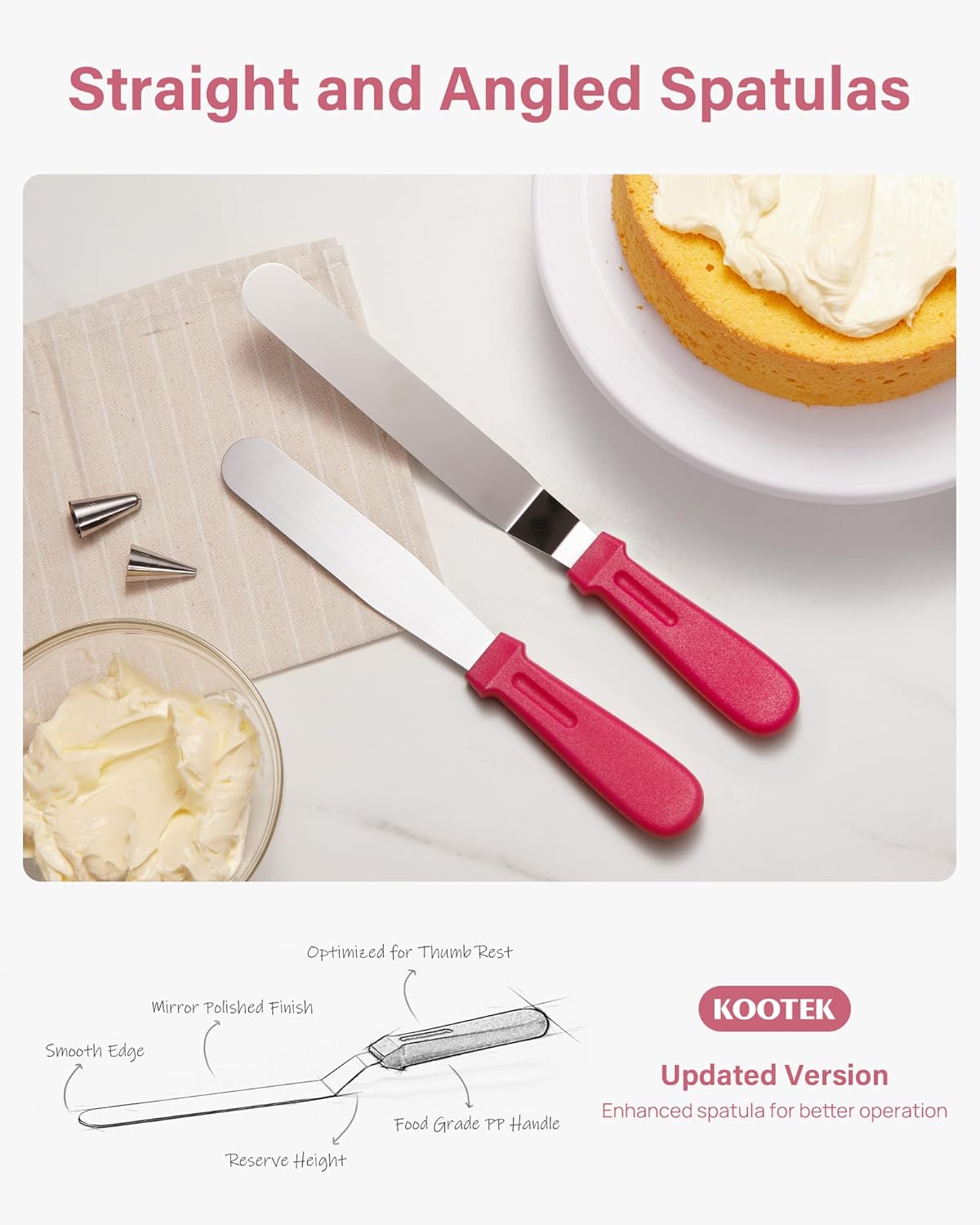 Kootek 230PCs Cake Decorating Kits, Baking Supplies Tools with Cake Stand Turntable, Piping Bags and Tips, Cake Leveler, Frosting Icing Spatulas & More Accessories for Cake Cupcake Decorations