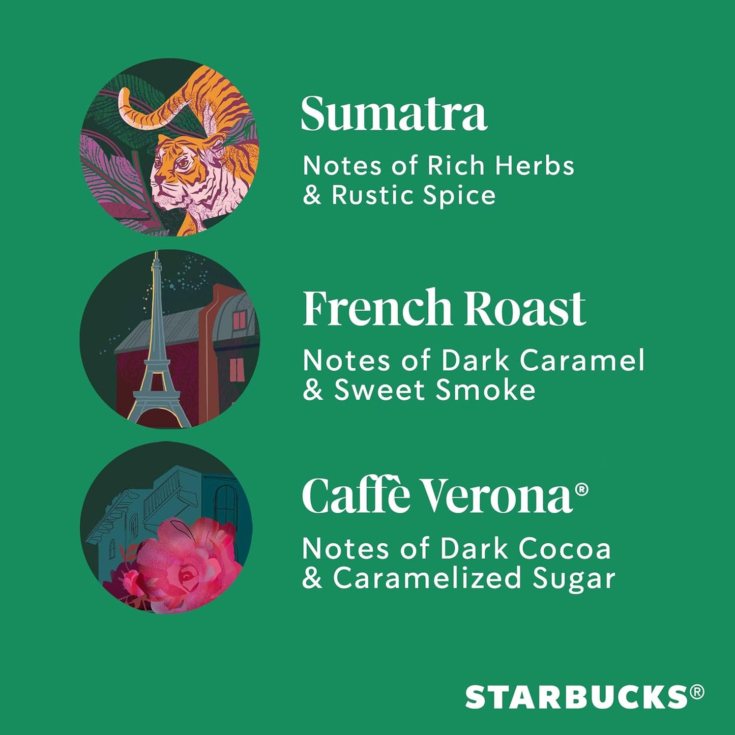 Starbucks Dark Roast Ground Coffee, Variety Pack, 3 bags (12 oz each)