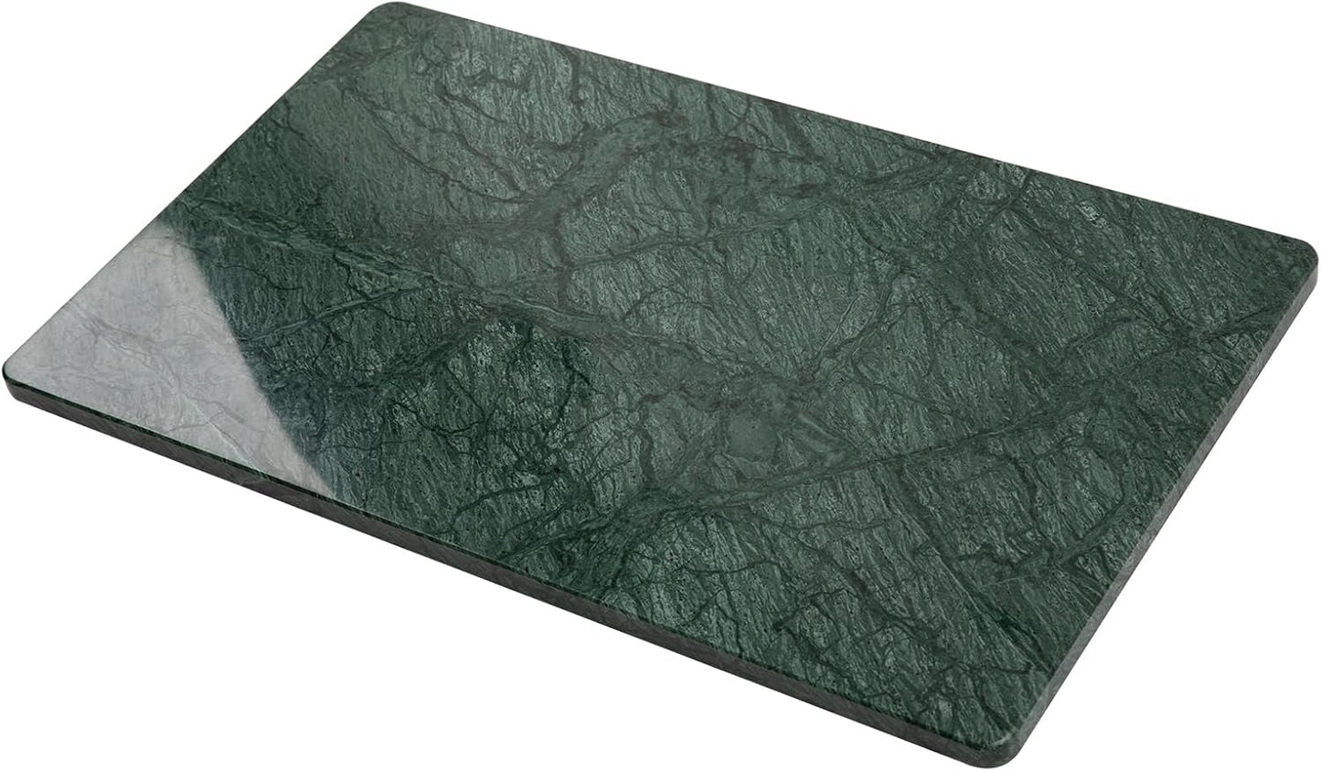 Green Marble Cutting Board, Marble Slab Pastry Board 12x20 Inch With Non-Slip Feet For Baking, Cheese, Charcuterie, Chocolate