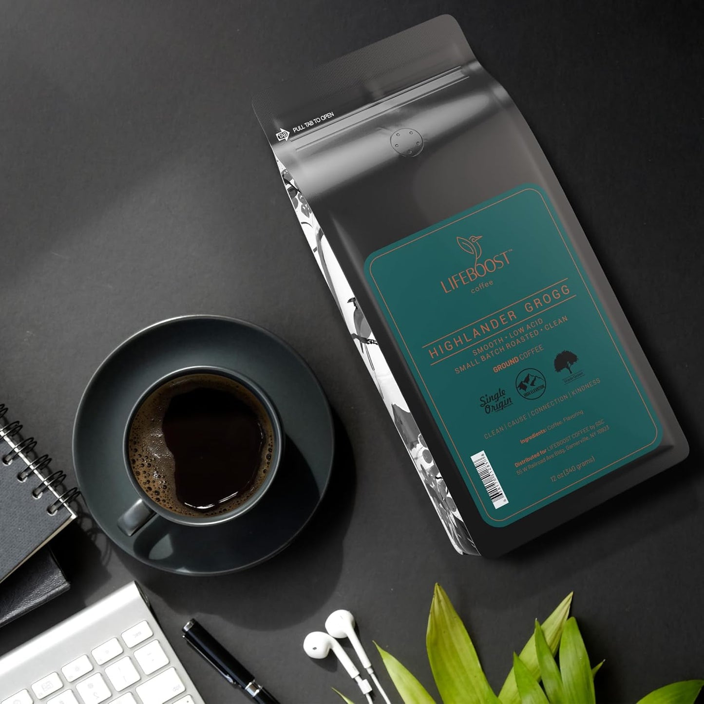 Lifeboost Highlander Grogg Coffee Ground - Low Acid Single Origin Flavored Coffee - Non-GMO Highlander Grogg Ground Coffee Third Party Tested For Mycotoxins & Pesticides - 12 Ounces