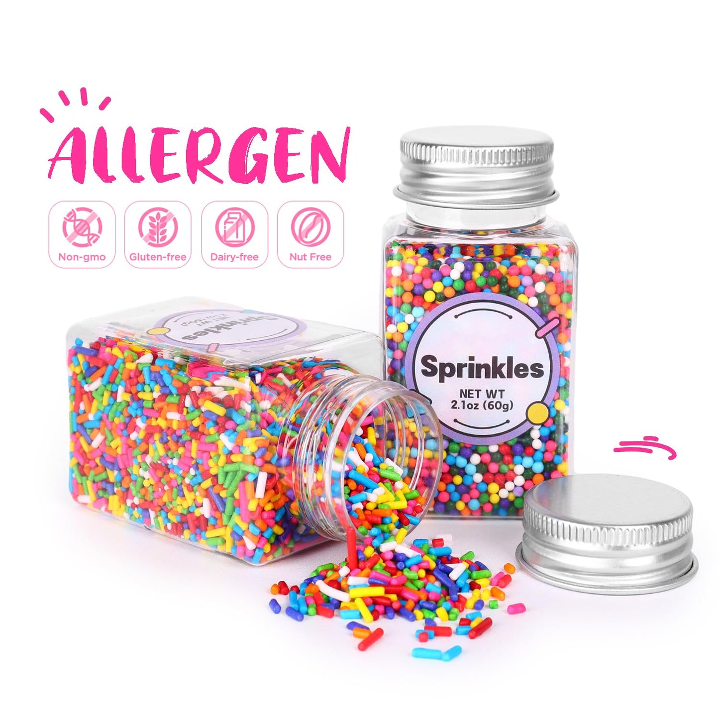 Rainbow Sprinkles, Confetti Sprinkles Bulk, Rainbow Sprinkles for Cake Decorating, Chocolate, Cupcake, Baking Sprinkles, and Ice Cream Toppings. (120g/4.2oz)
