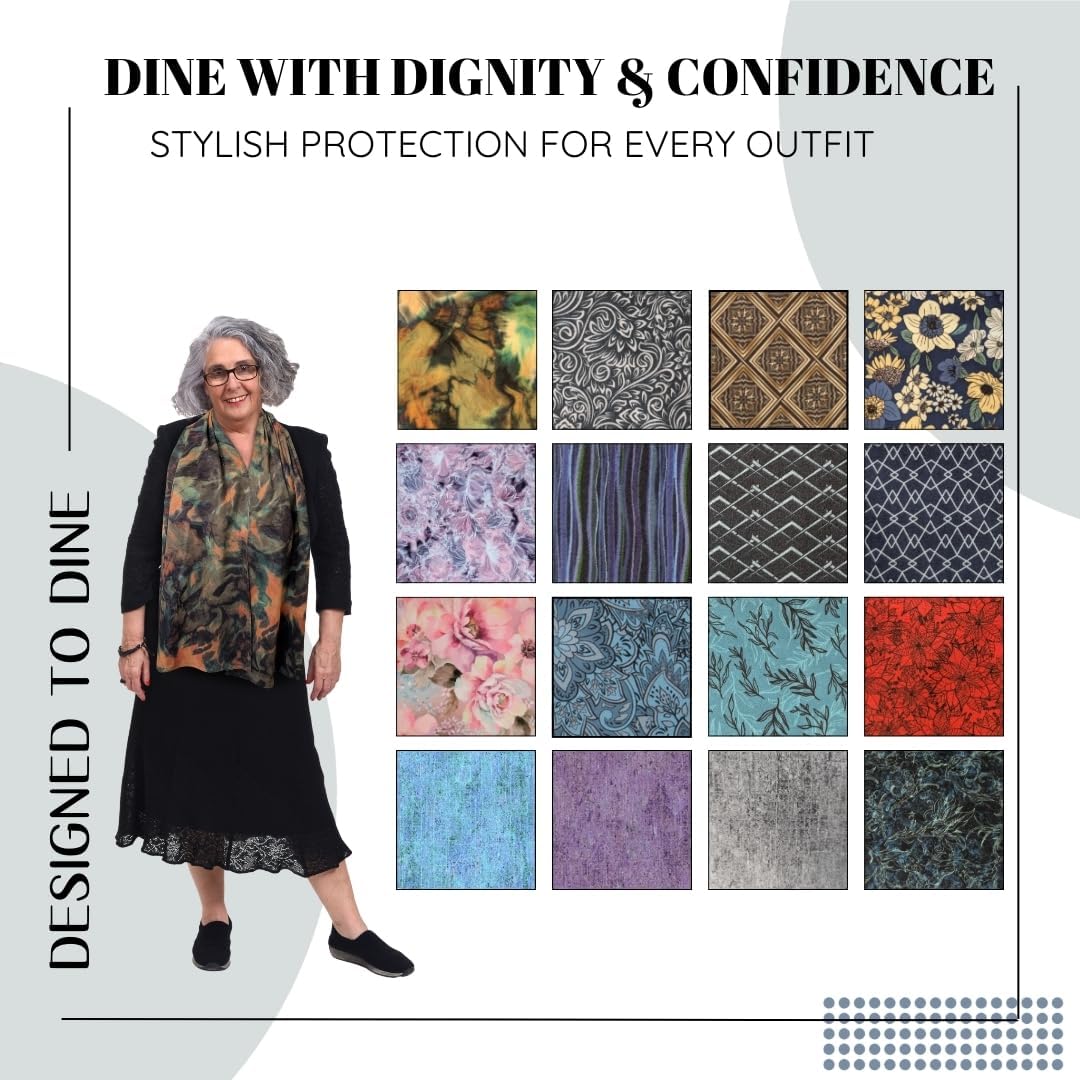 Adult Bib Scarf - Dignified Alternative to Bibs | Washable and Reusable Clothing Protectors for Eating