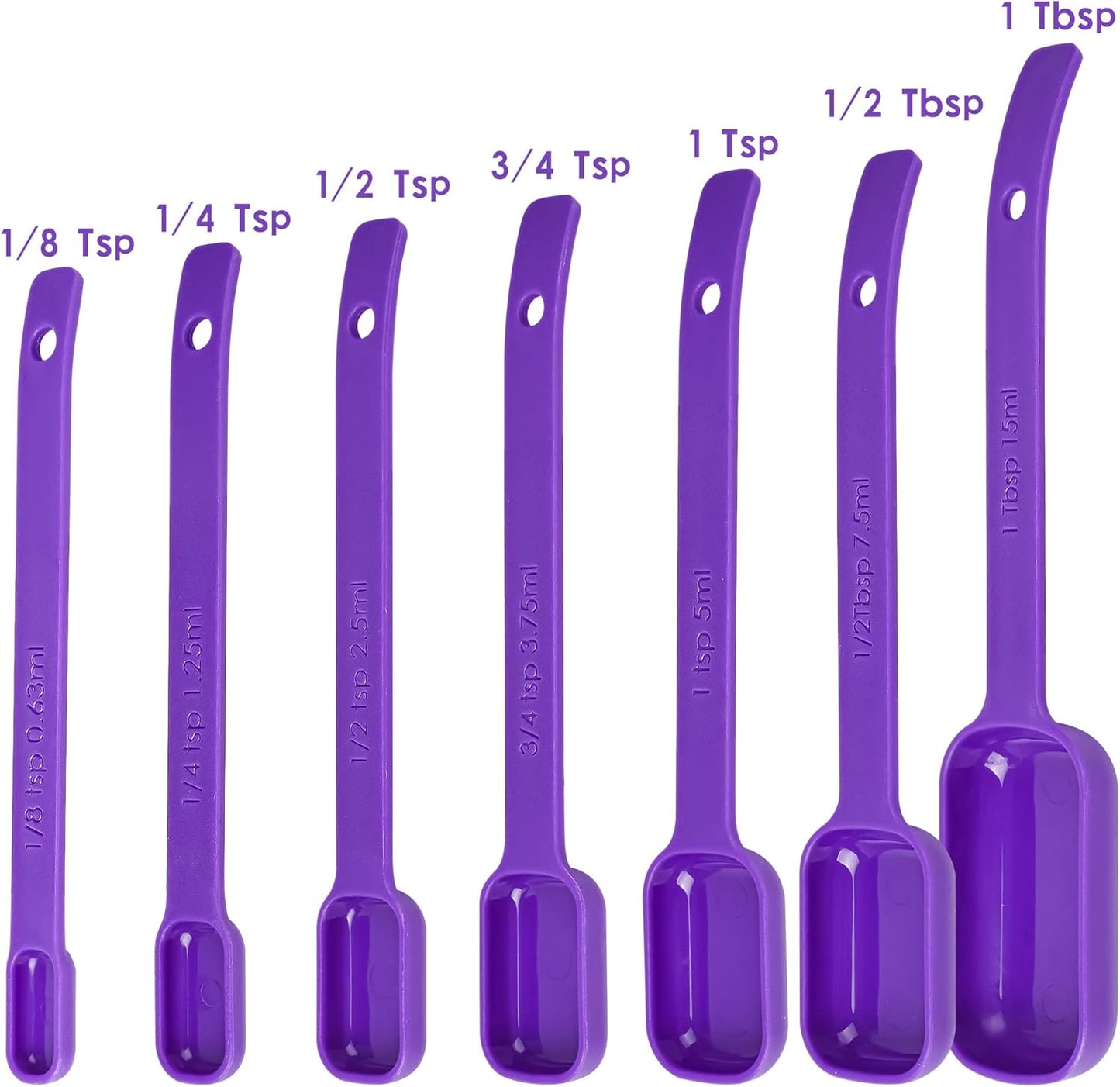 Plastic Measuring Cups and Spoons Set 15, 7 Dry&Liquid Measuring Cup Spoon Set, 7 Spice Long Handle Measuring Spoons with 1 Leveler for Kitchen and Baking, Metric Measure Cups & Spoons Purple