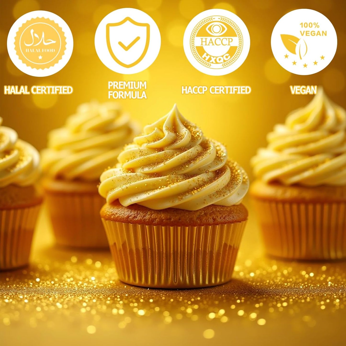 Nomeca Edible Glitter for Drinks Cakes, 8 grams Food Grade Luster Dust Sprinkles Glitter for Cake Decorations, DIY Cocktails, Beverages & Cake Decorating, Dessert Cake Topper (1-Glod)