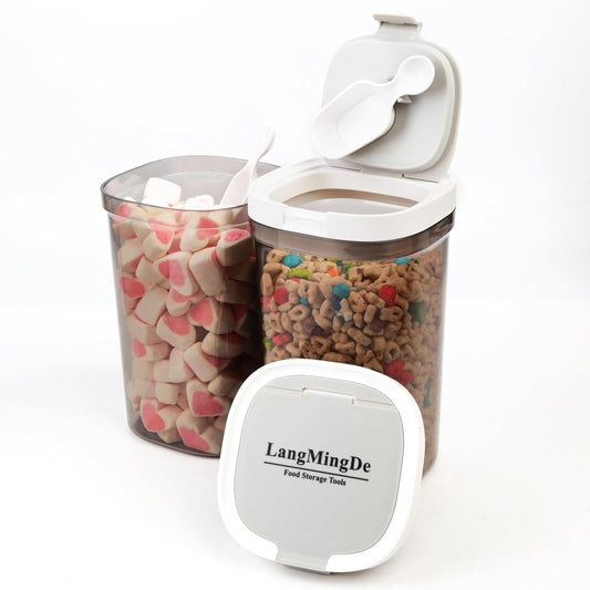 Airtight Food Storage Containers, 1.6 QT Coffee Canister Set with Magnetic Scoop, BPA Free, Ideal for Coffee, Spices, Herbs, Candy & Snacks, Keeps Freshness, Easy to Clean, 2 Pieces