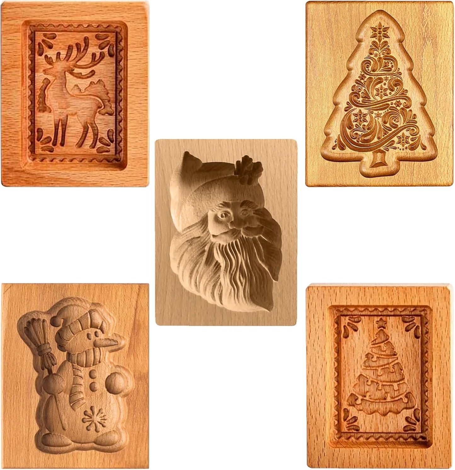 Wooden Cookie Biscuit Mold, 3D Baking Embossing Craft Decorating Tool, Suitable for Halloween Thanksgiving Christmas Kitchen DIY