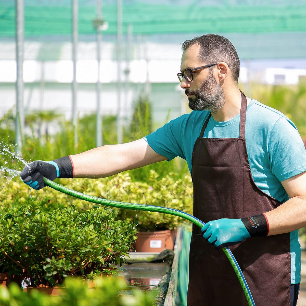 KAYGO Waterproof Work Gloves for Men and Women, Rubber Coated Non-slip Working Gloves for Garden, Outdoor Construction,3 pairs,Blue,XL