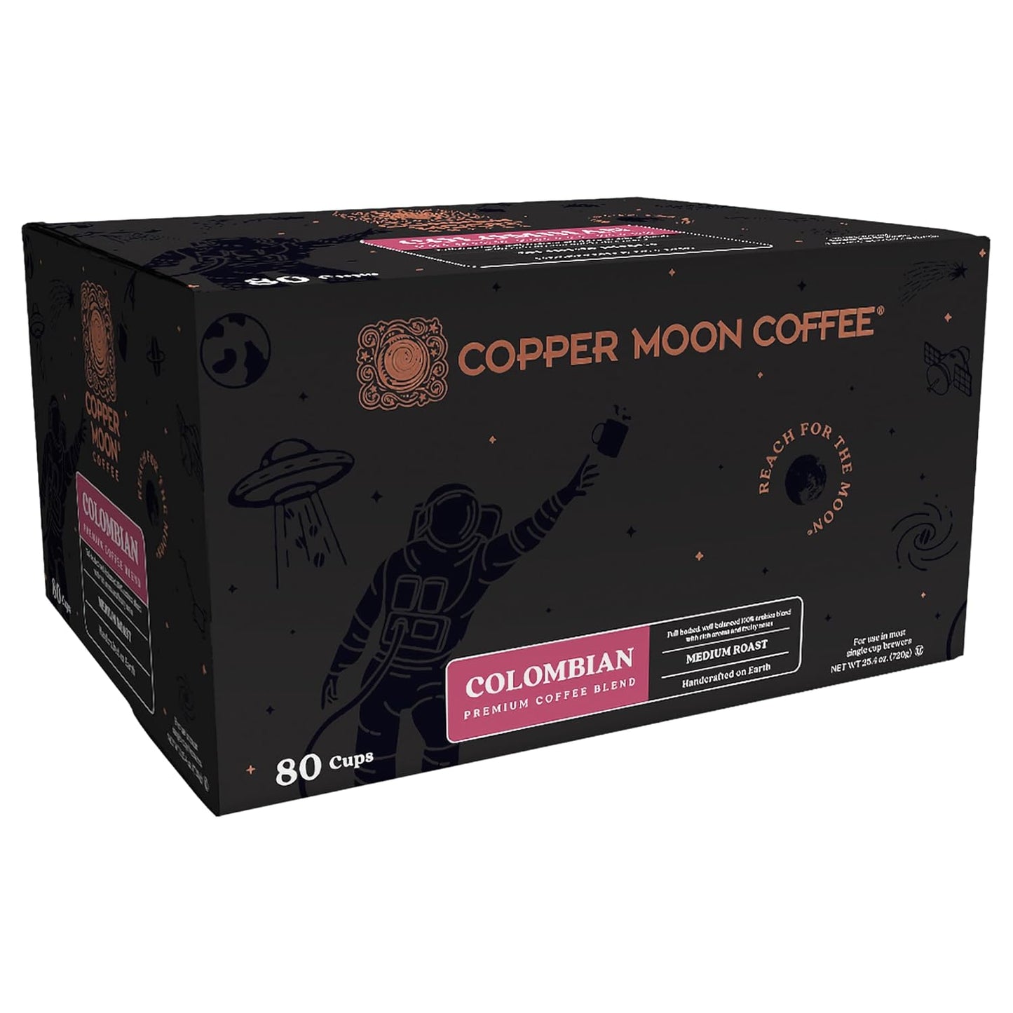 Copper Moon Single Serve Coffee Pods For Keurig K-Cup Brewers, Medium Roast, Colombian Blend, 80 Count