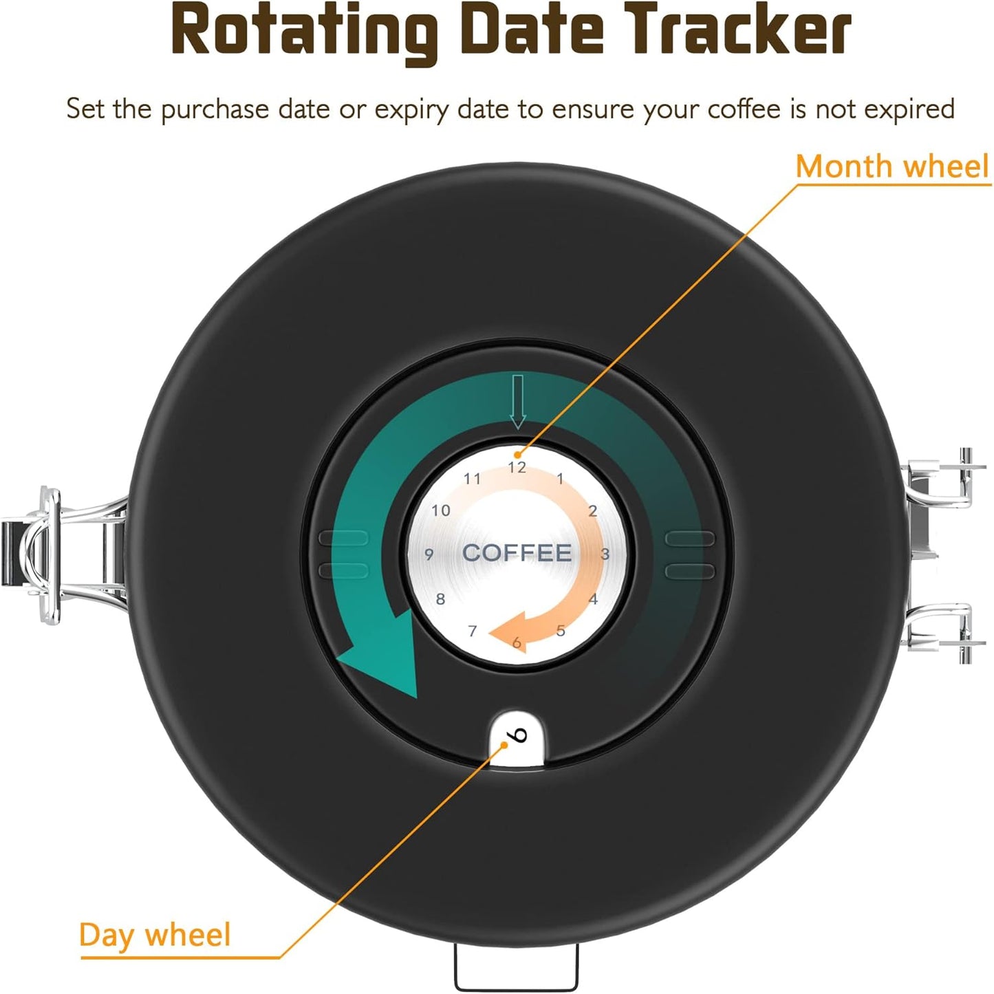 Coffee canister set for ground coffee with Date Tracker Travel Coffee jar,Stainless Steel Kitchen Food Airtight storage container for Coffee Beans or Grounds,Tea,Sugar (22oz-Black)