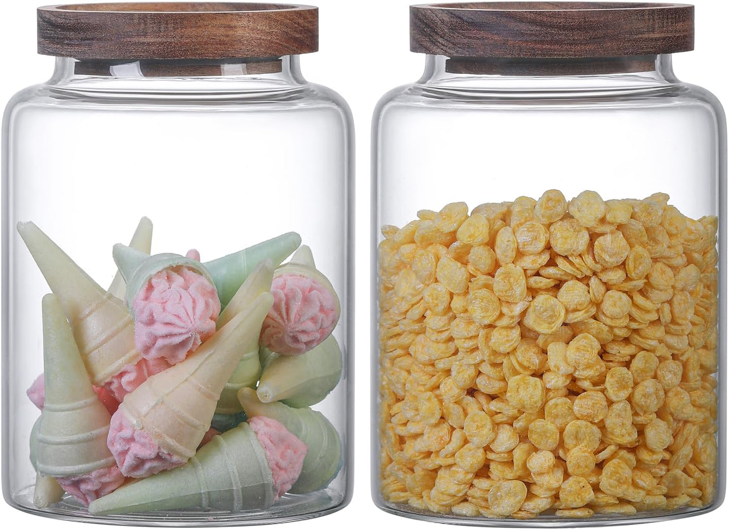 Vacuum Coffee Canister Glass Food Storage Jars With Airtight Lids Borosilicate Glass Coffee Canister Container for Coffee Beans & Grounds Tea Sugar Spices Kitchen (40oz（1200ml)-2 pack