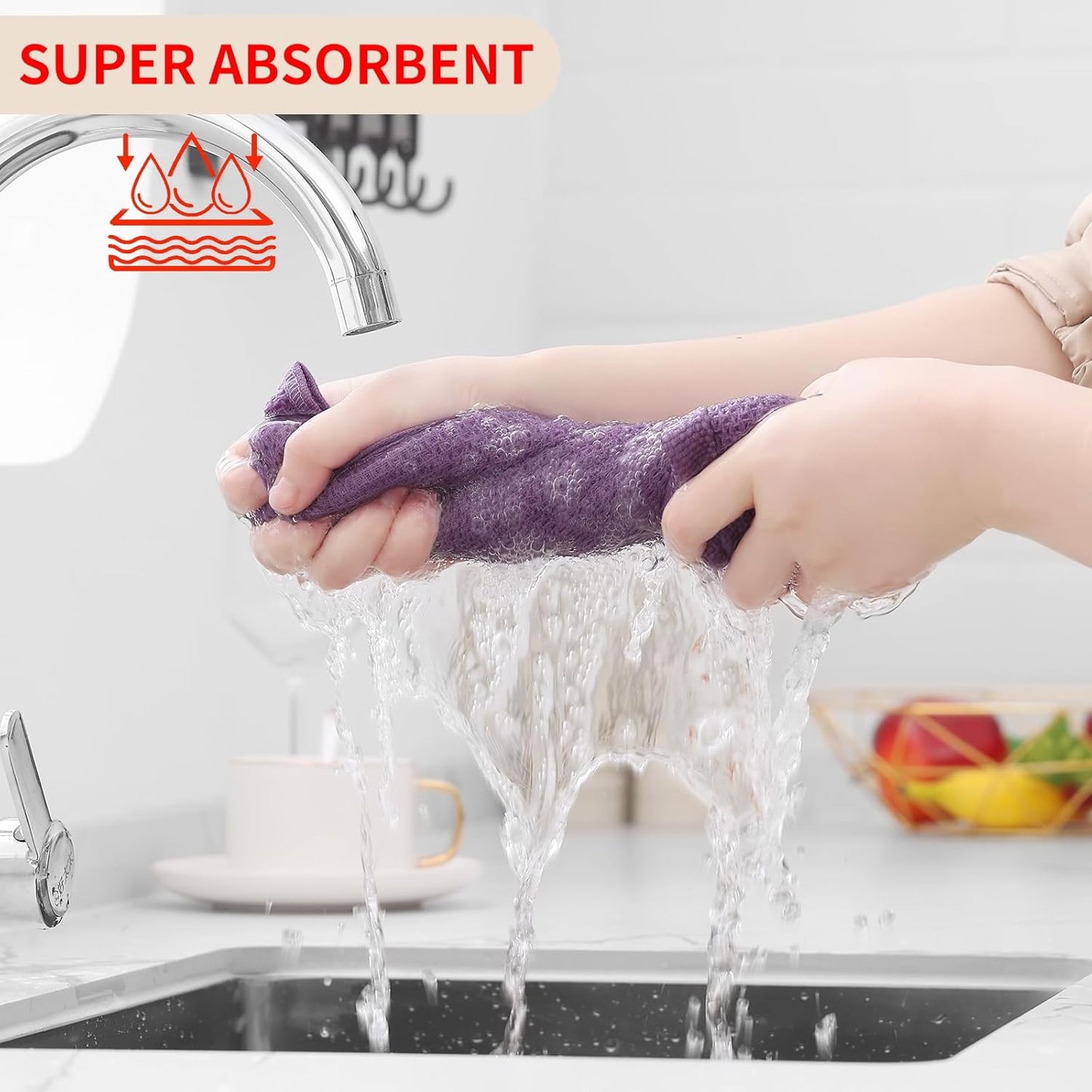 Homaxy 100% Cotton Waffle Weave Kitchen Dish Towels, Ultra Soft Absorbent Quick Drying Cleaning Towel, 13 x 28 Inches, 8-Pack, Lavender