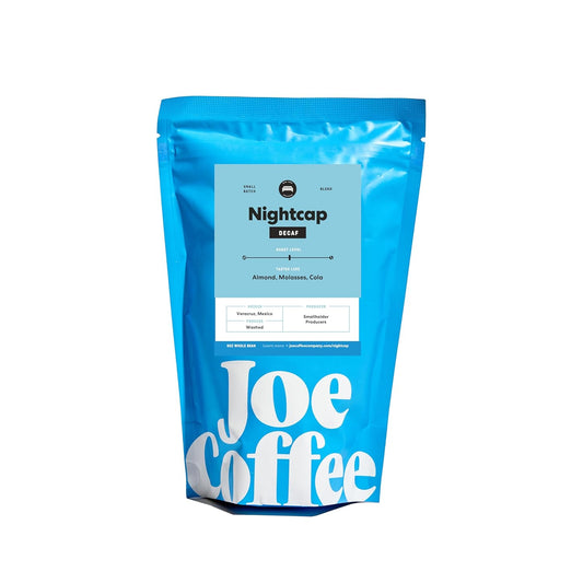 Joe Coffee Company - Nightcap Decaffeinated Whole Bean Specialty Coffee, 6 oz Bag | NYC Roaster, Rainforest Alliance Certified, Kosher, Climate-Friendly