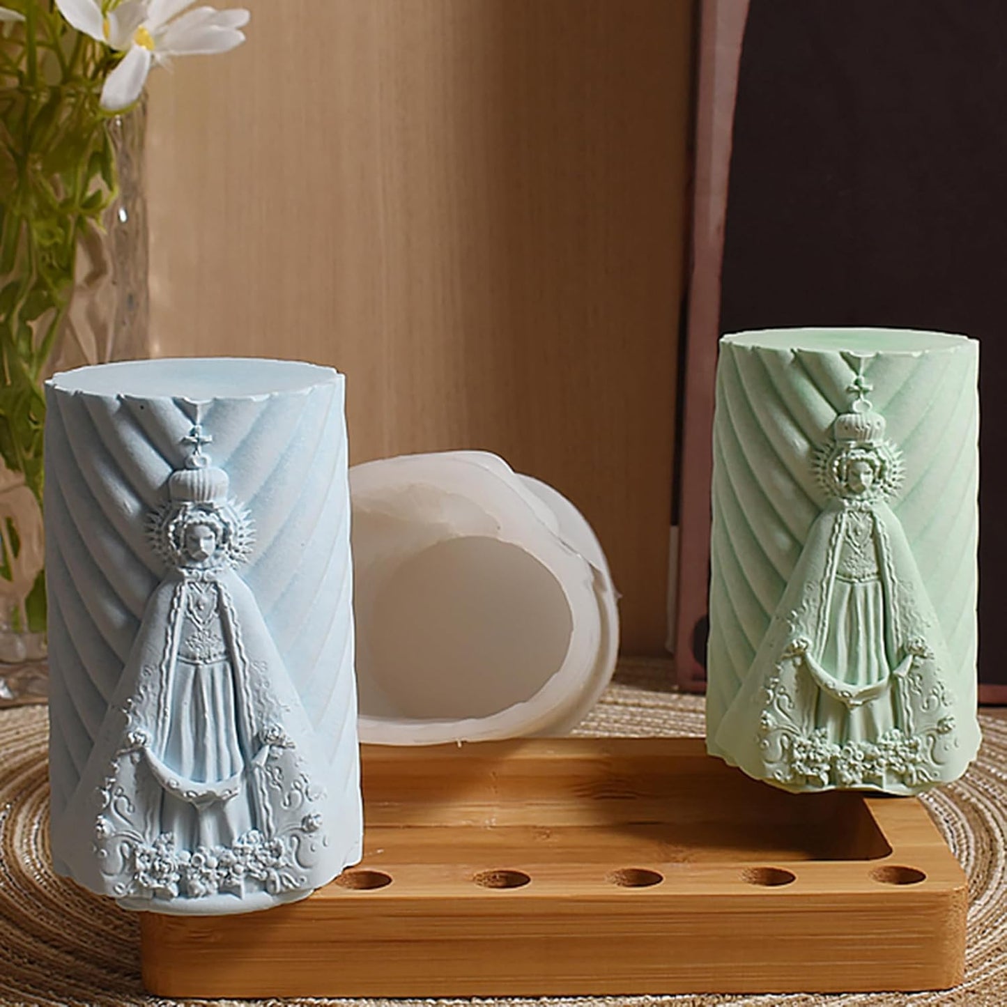 Silicone Jesus Nativity Scene Pillar Mold - Wave Candle Silicone Resin Casting Molds for Candle & Resin & Soap Craft Supplies