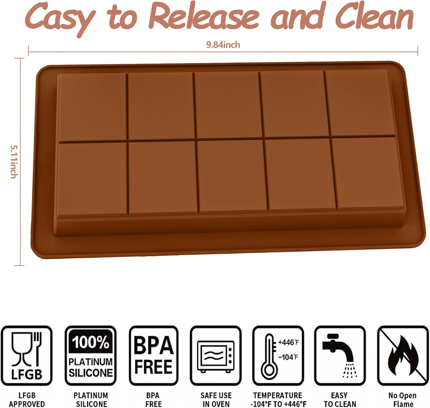 2-Pack 1 Inch Deep Large Silicone Chocolate Bar Molds with Scraper - Extra Deep & Thick Pistachio Chocolate Bar Molds for Stuffed Chocolate Bars and DIY Dubai Knafeh Chocolate Bar