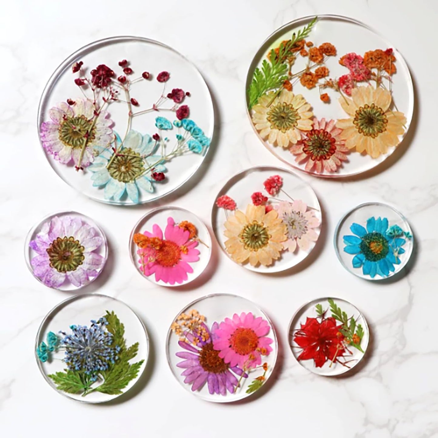 4Pcs Set 32-Cavity Resin Circle Molds, Flat Round Keychain Silicone Mold, Magnet Mold, Earrings Mold, Pendant Silicone Mold for Resin(2in, 1.75in, 1.5in, 1.25in)