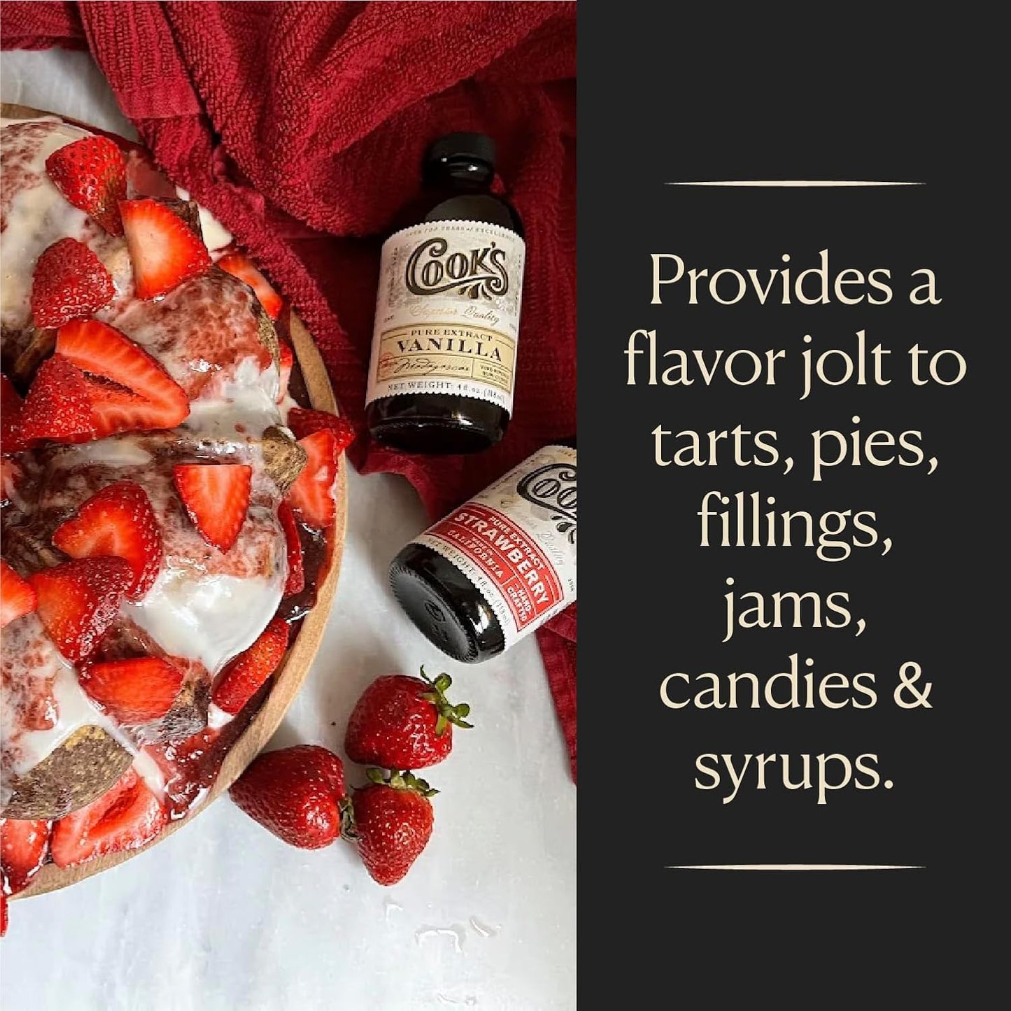 Cook's, Strawberry Extract for Baking, Preserves, Syrup, Cookies, Cakes, 4 oz