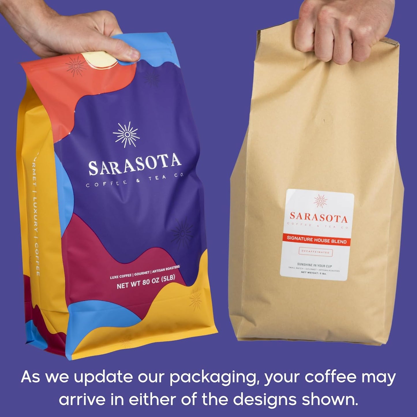 Sarasota Coffee Ground Decaf | Dark Roast Gourmet Decaffeinated Coffee Grounds | Low Acid, Mold Free, Specialty Grade Bulk Ground Decaf | 5lb (80 oz)