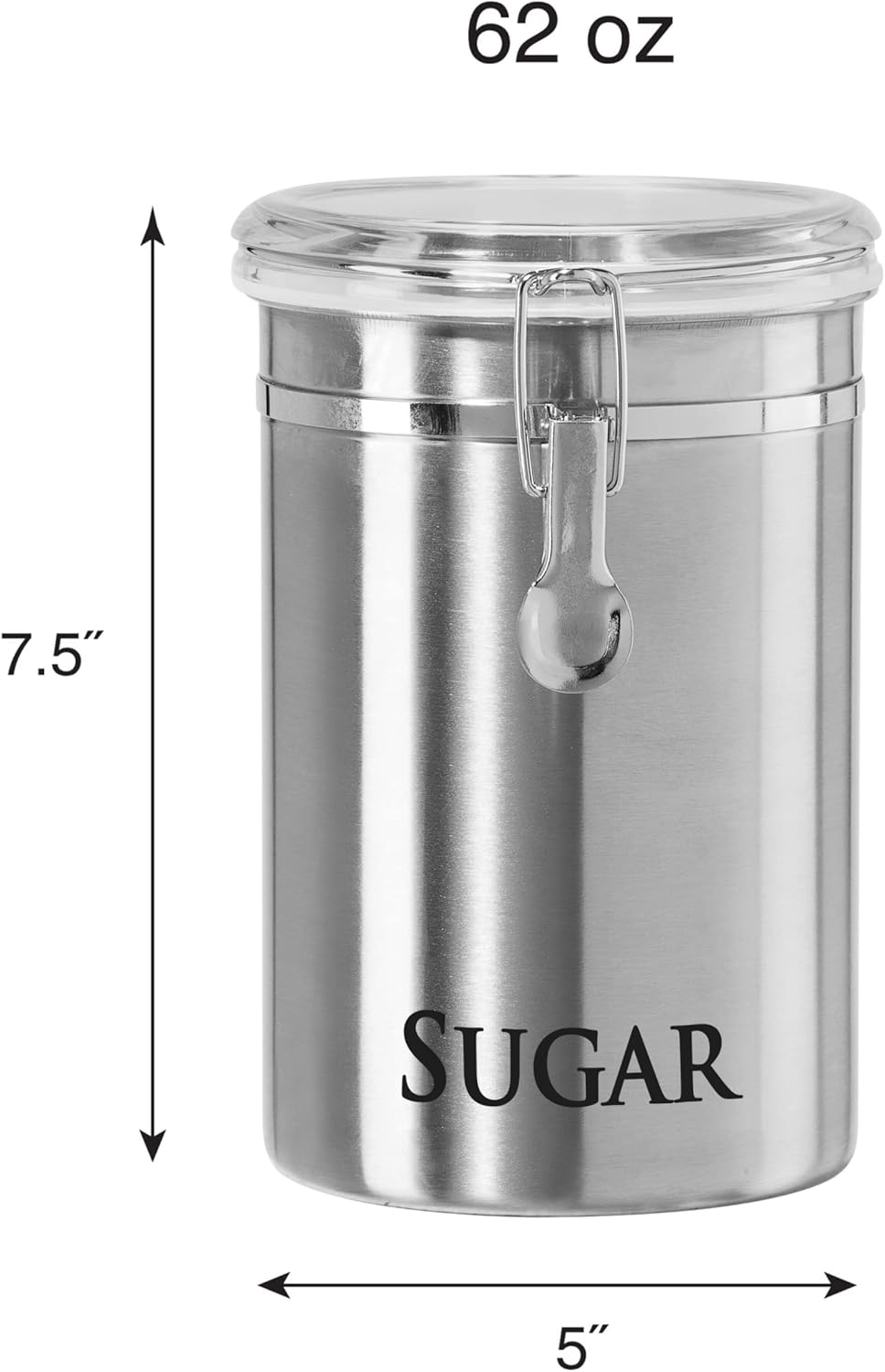 Oggi 8" Stainless Steel Flour Container & 62oz Sugar Jar Kitchen Storage Set
