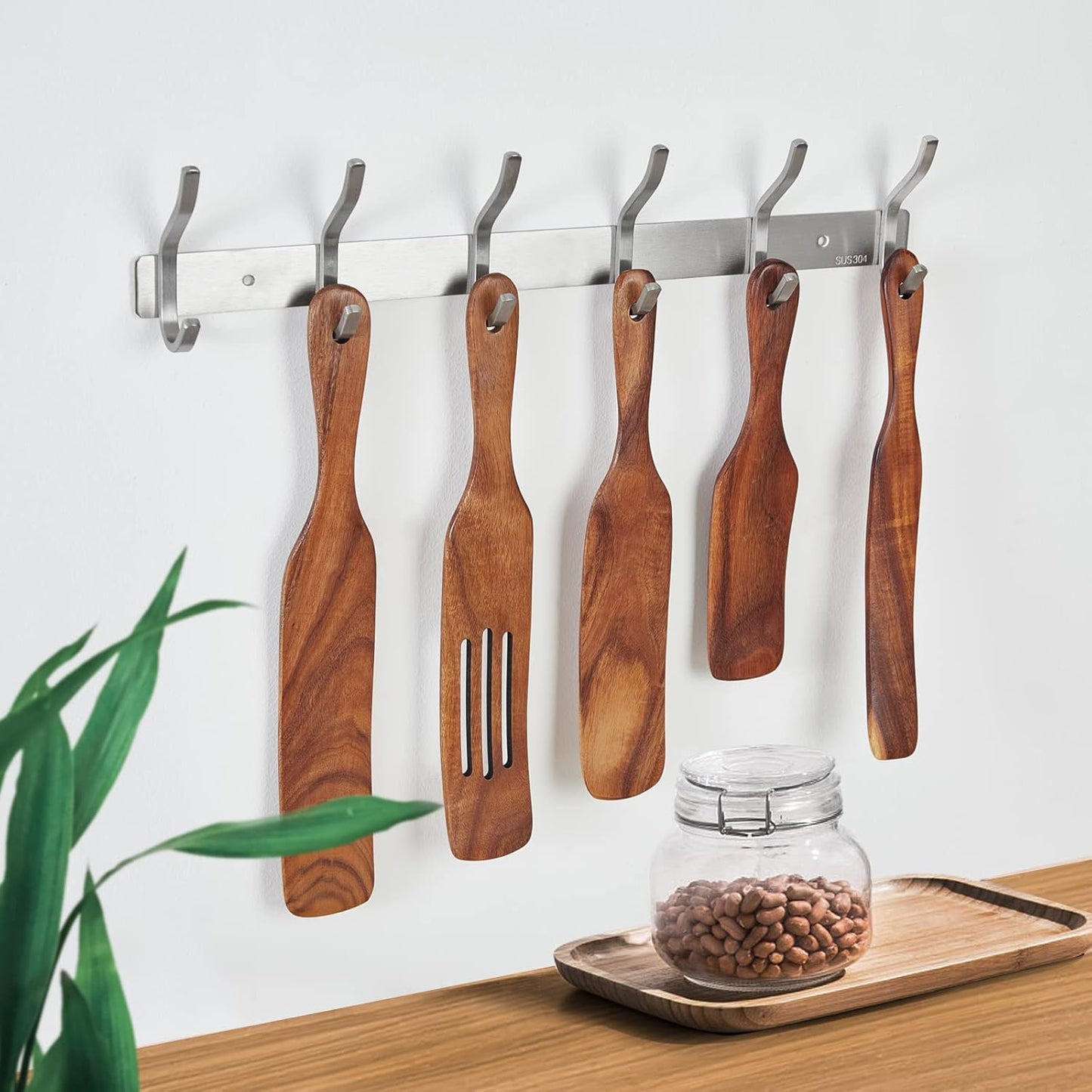 Wall Hooks Heavy Duty, 23 Inch Coat Rack Wall Mount with 8 Hooks, Silver Wall Hooks Hangers for Entryway, Bathroom - for Hanging Backpack, Bag, Coat, Purse, Hat, Towel, Clothes,2 Packs