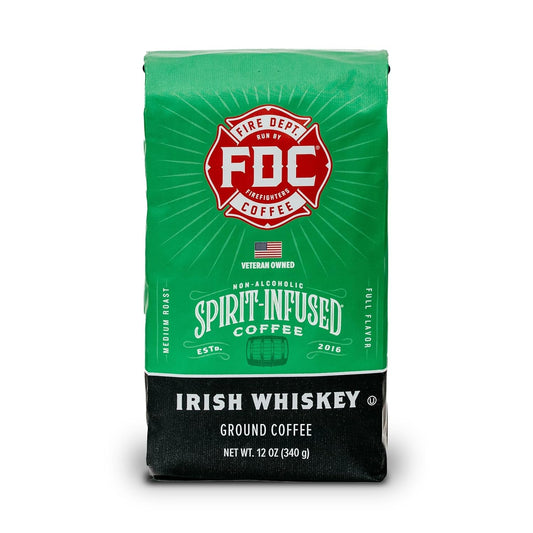 Fire Department Coffee - Gives Back to Firefighters - Irish Whiskey Infused Ground Coffee - Medium Roast - Non-Alcoholic - Roasted in the USA - Veteran Owned -12 oz