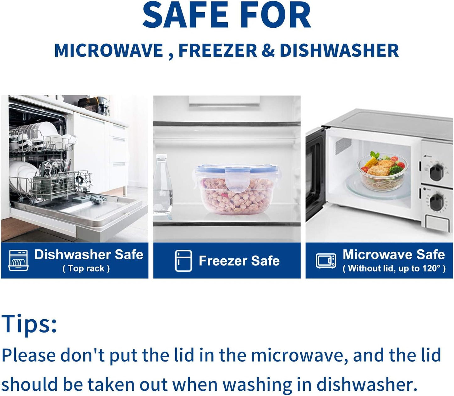 KIGI 6 PACK 20oz 10oz Plastic Mixing Bowls Set with Lid Leakproof Food Storage Container Set Portion Control Bento Box