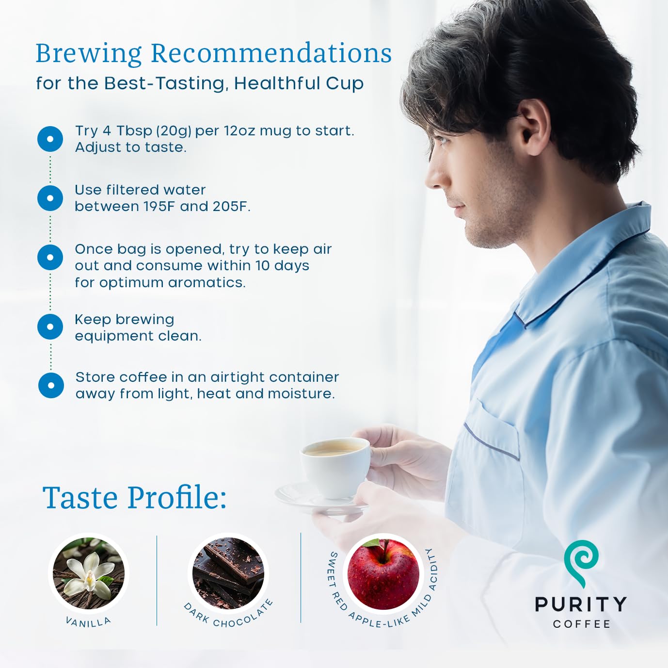 Purity Coffee CALM Decaf Ground Coffee - Natural Water Decaffeinated Coffee - USDA Organic and Third-Party Tested for Antioxidants, Mold, Mycotoxins and Pesticides - 12oz (Purity Calm, medium_roast) | Ground| CALM