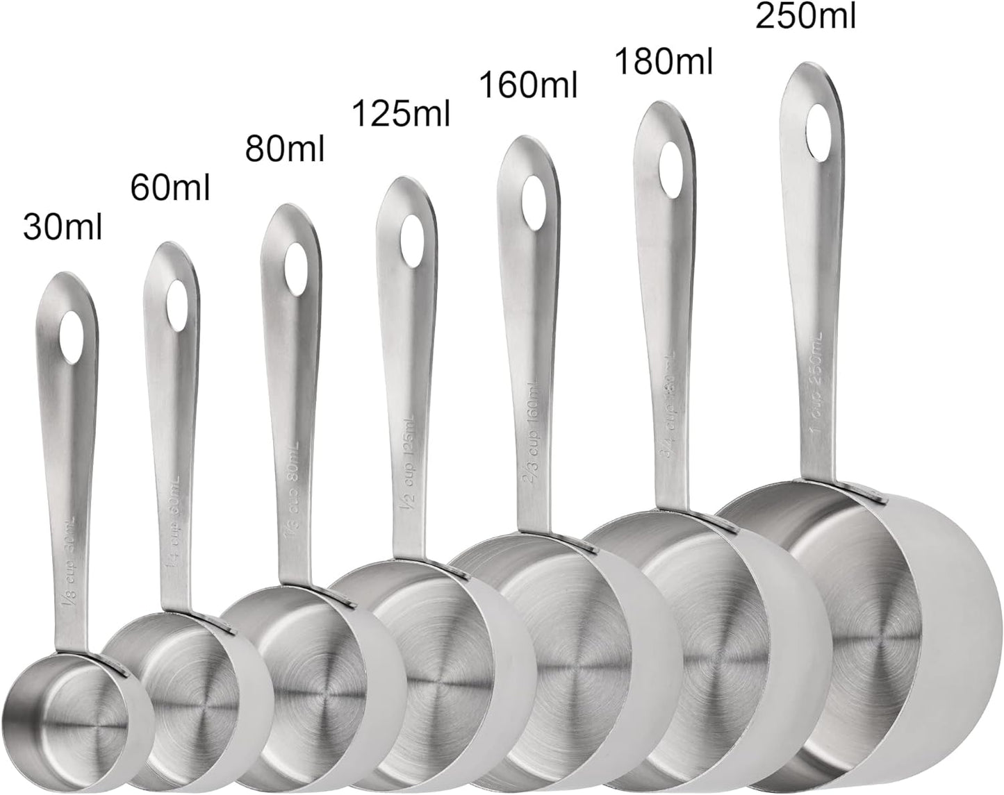 Measuring Cups and Spoons Set 17, 7 Stainless Steel Measuring Cup Set, 9 Spice Long Measuring Spoons with 1 Leveler for Kitchen and Baking, 18/8 Steel Dry Metric Measure Cups &Spoons Set
