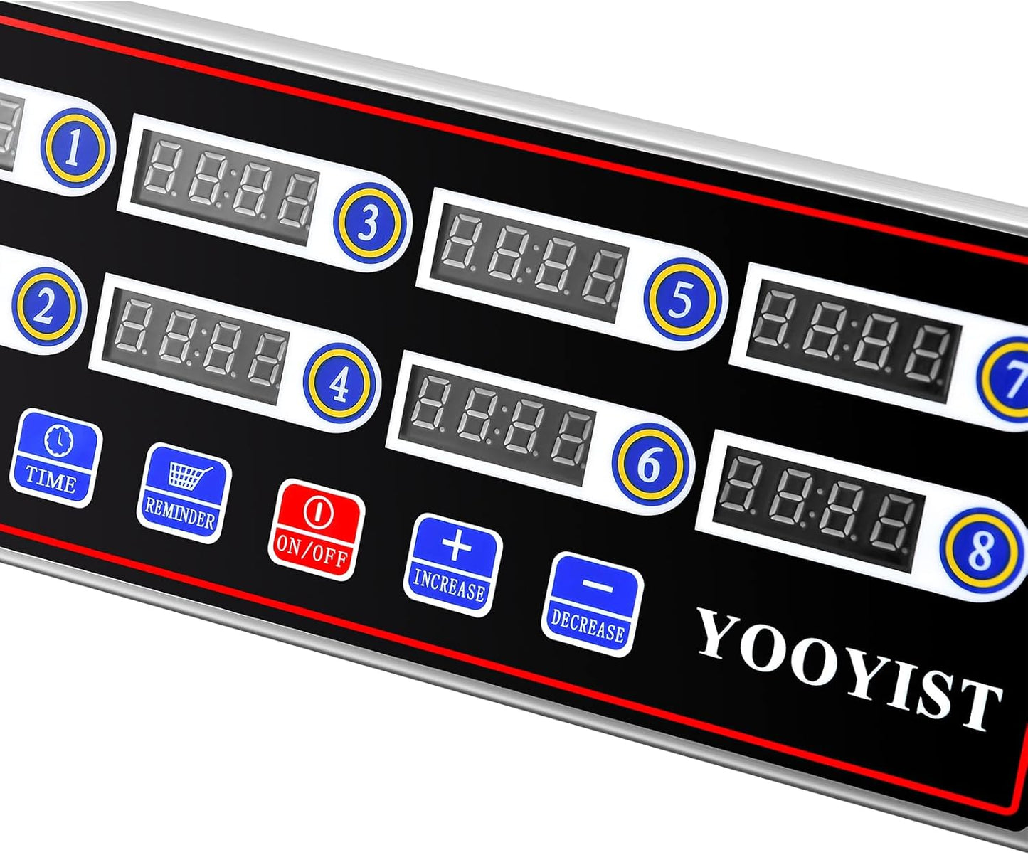 Kitchen Timers for Cooking – 8 Channel Commercial Kitchen Timer Restaurant Kitchen Supplies – Stainless Steel LED Technology Kitchen Timer Digital – Reminder Function, Loud Alarm, Black