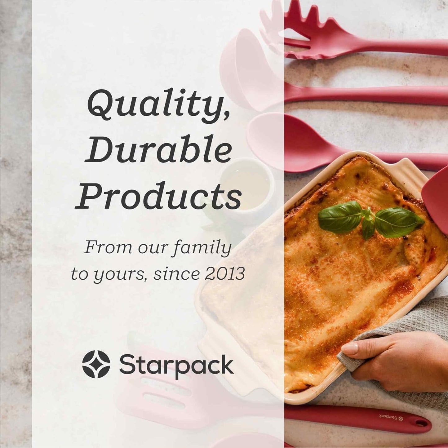 Starpack 'Like a Boss' XL Premium Silicone Cooking Utensils Set (6 Pcs) - Heat Resistant Kitchen Utensils 600°F - Non-Stick Silicone Utensil Set - Large Kitchen Utensils Set for Cooking & Serving