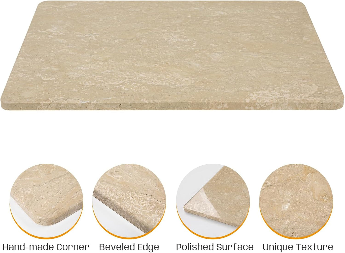 Marble Cutting Board For Kitchen, Large Marble Slab Pastry Board With Non-Slip Feet For Baking, Cheese, Charcuterie, Chocolate, 16x20 Inch, Pack Of 1 Piece